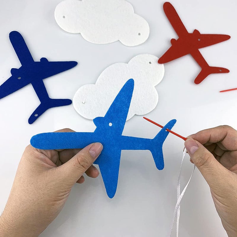 SaktopDeco 2 Pack Airplane Cloud Garland Plane Banner Airplane Party Supplies Plane Aviation Themed Birthday Party Decorations Supplies - Image 4